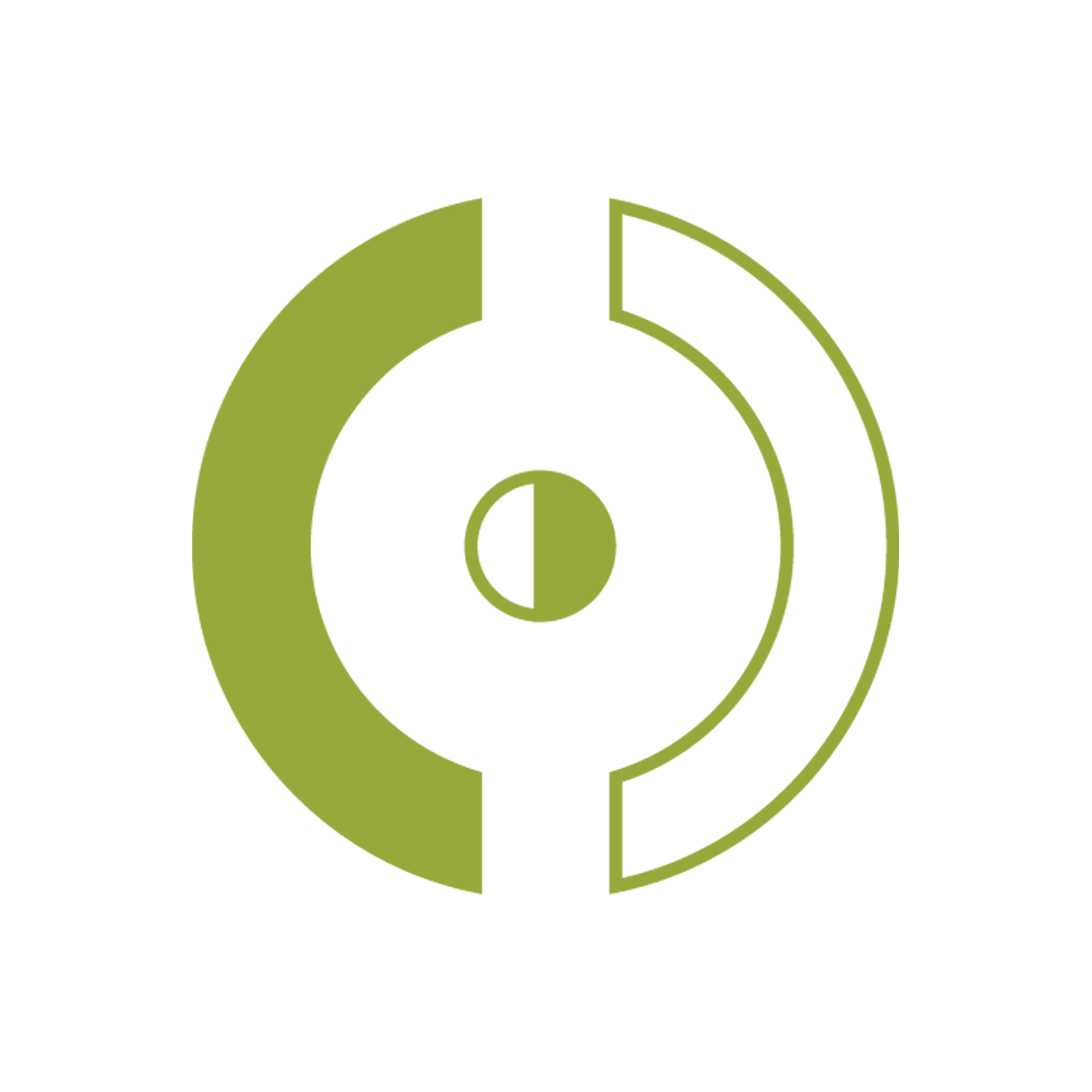 A solid green square centered on a white background.