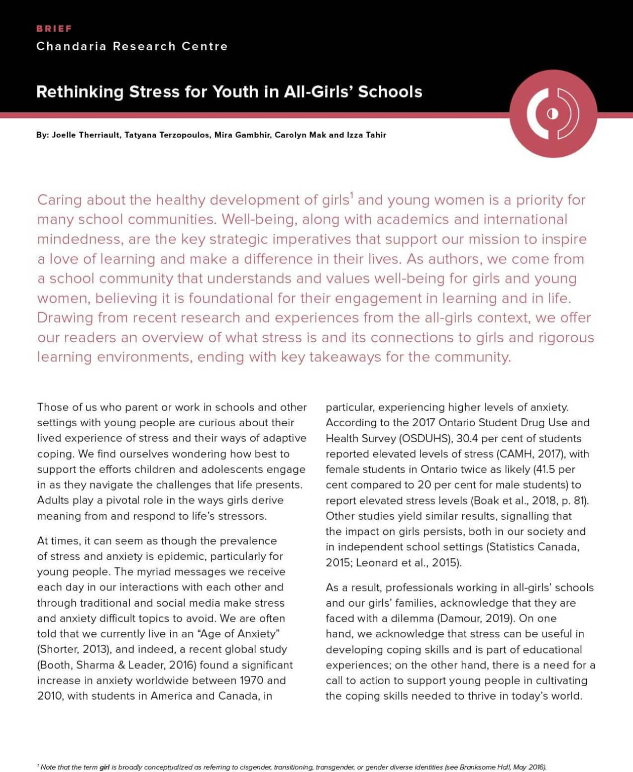 Rethinking Stress for Youth in All-Girls’ Schools | Insights from ...