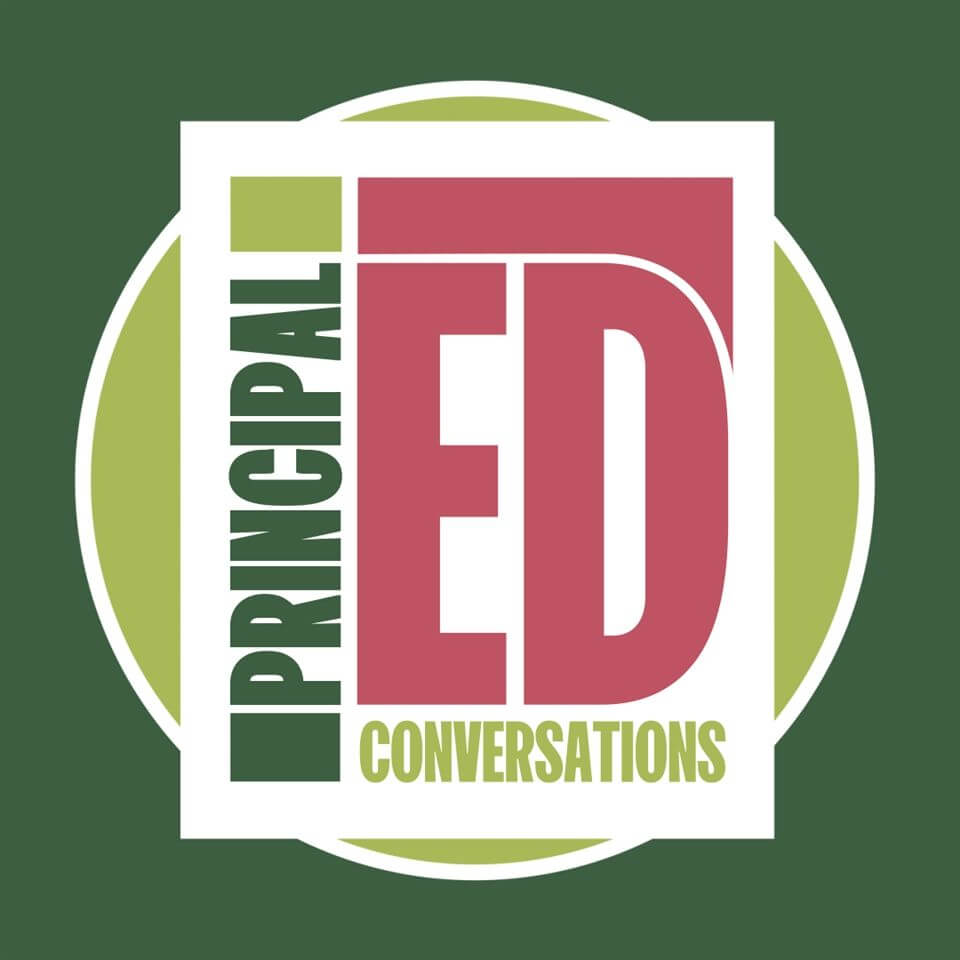 A logo with the words "PRINCIPAL" in green vertically, "ED" in large red letters, and "CONVERSATIONS" in green. The text is inside a white rectangle with green and olive circular backgrounds.