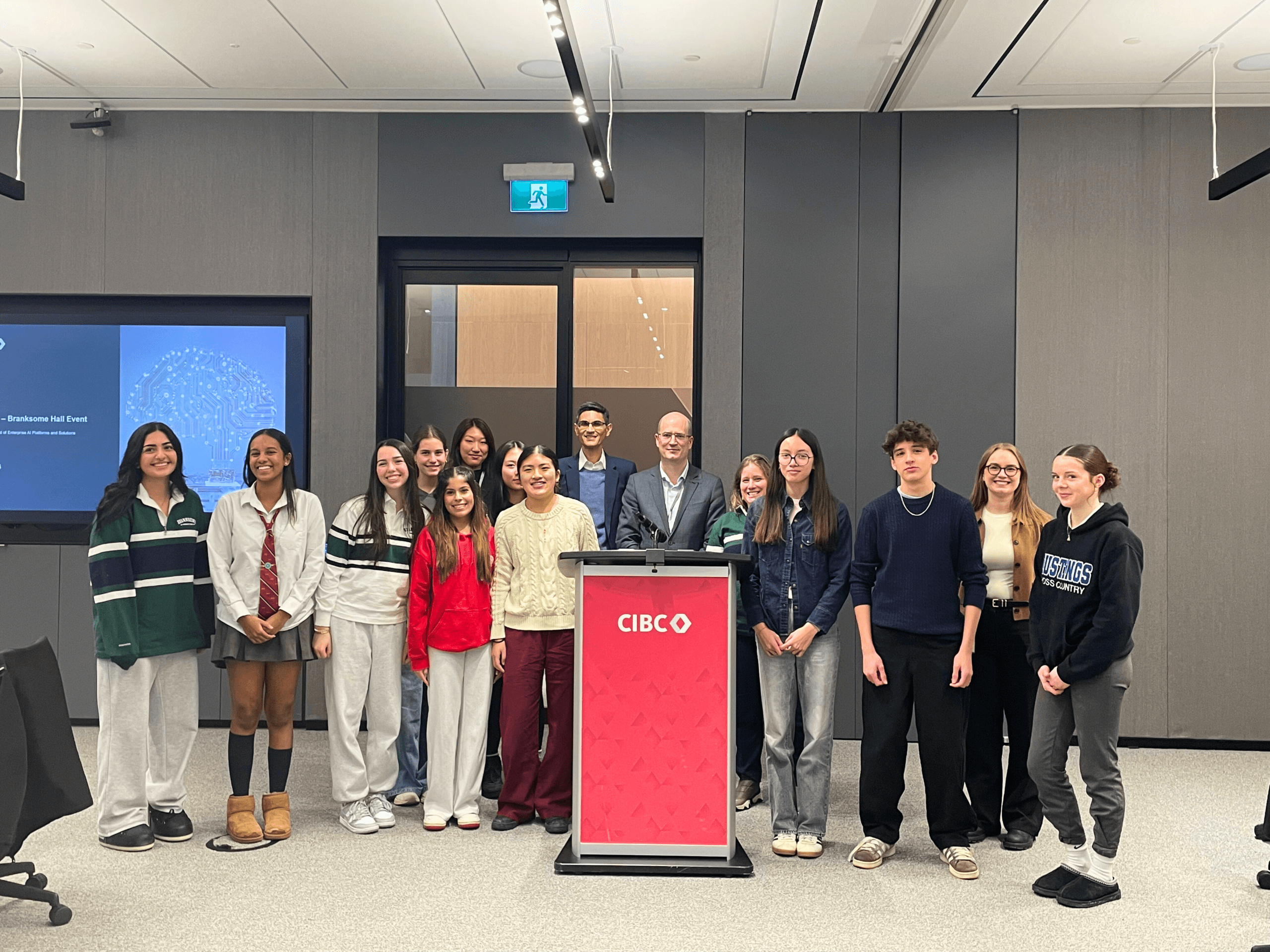 Student group photo with speaker from CIBC